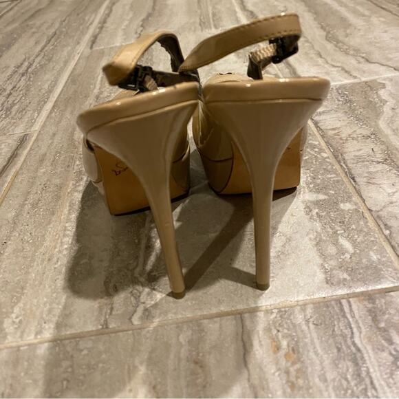 Sam Edelman Women's Beige Peep-Toe Slingback Heels - Picture 5 of 7